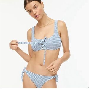 J. Crew NWT Lace-up bikini top and side tie bottom faded stripe